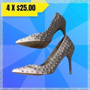 Elegant Studded Heels - Silver